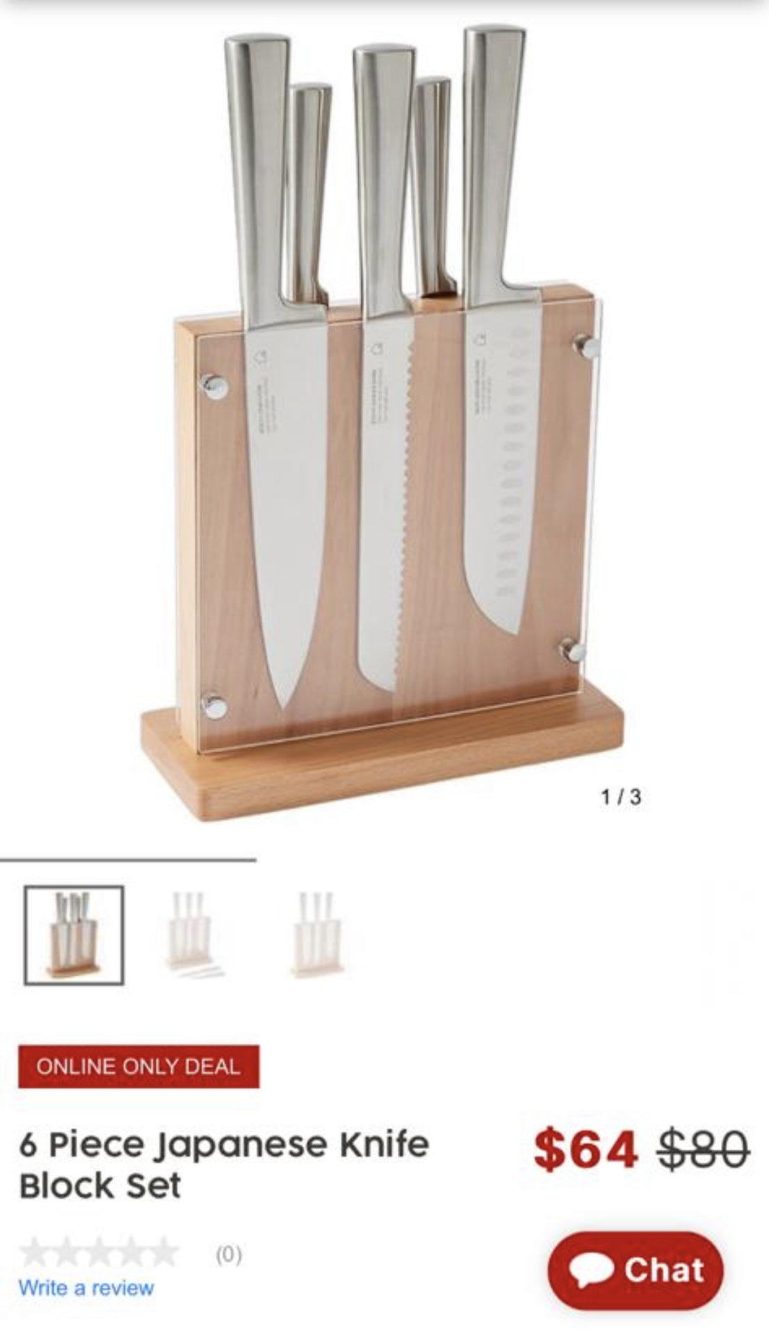 6 piece Japanese knife block set