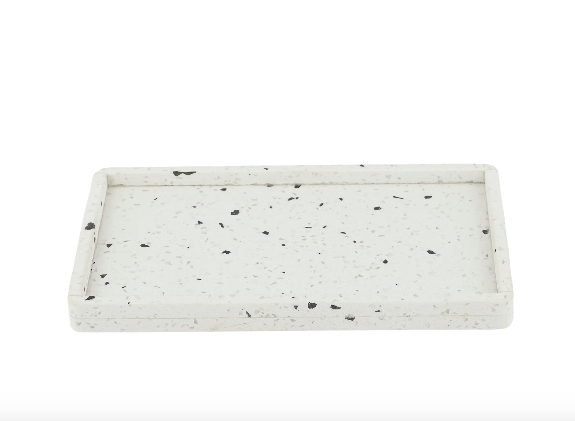 Assemble Rectangular Terrazzo Serving Tray 27x17cm White