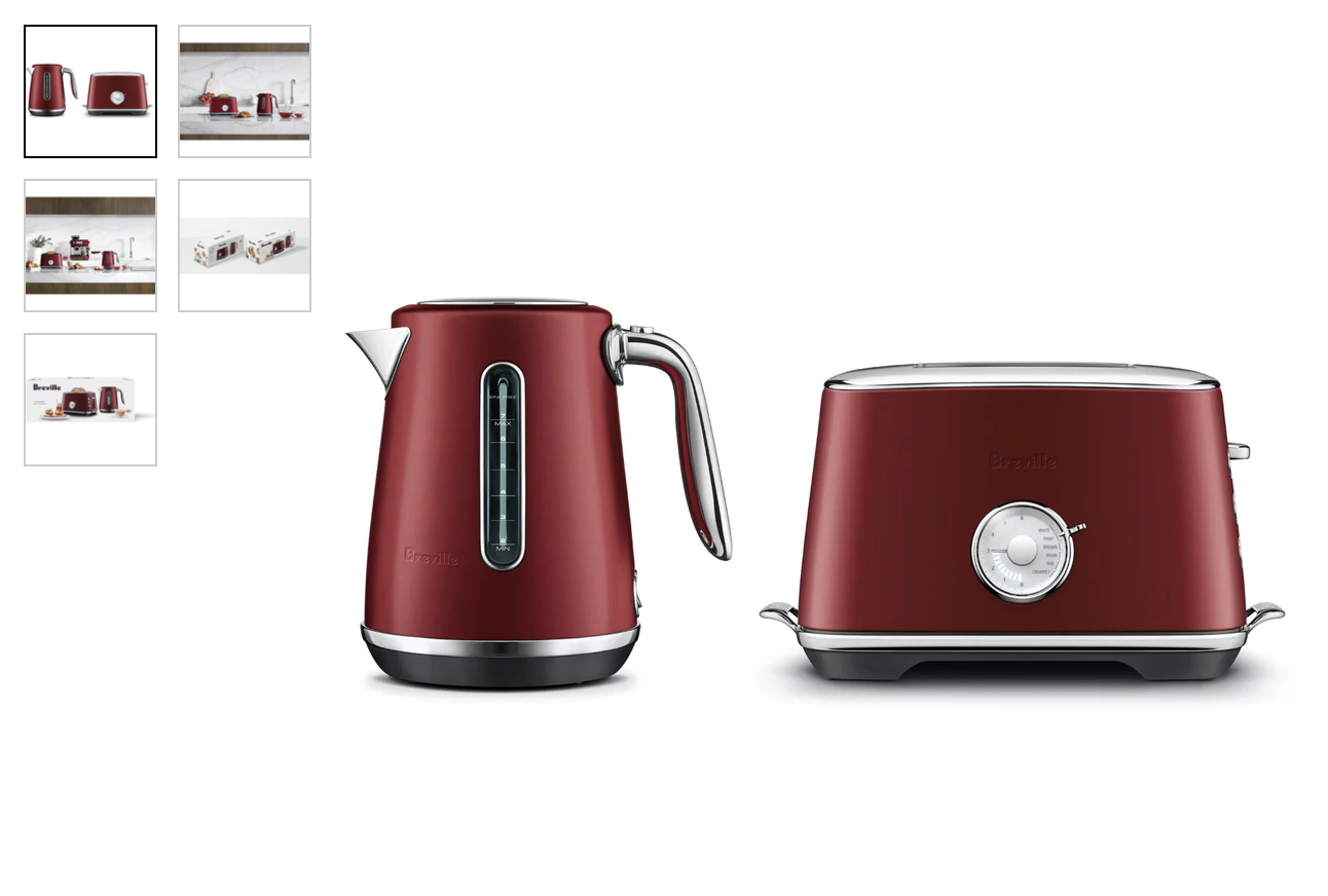 Breville the Luxe Toaster & Kettle Set (Red Velvet)