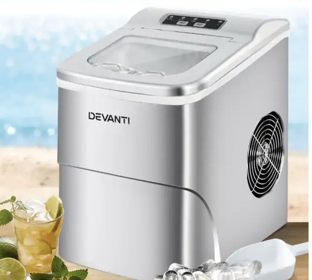 Devanti 2L Portable Ice Maker Commercial Machine Making Ice Cube Silver