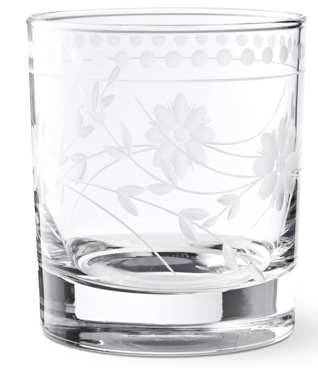 Vintage Etched Double Old Fashioned Glass