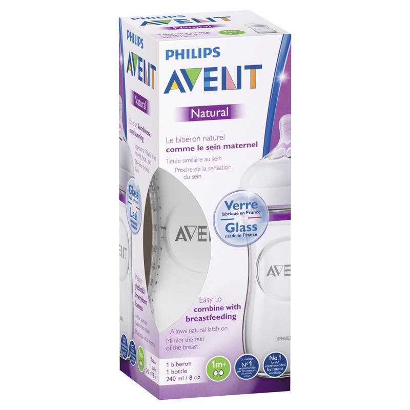 Avent Natural 240ml Glass Feeding bottle x2