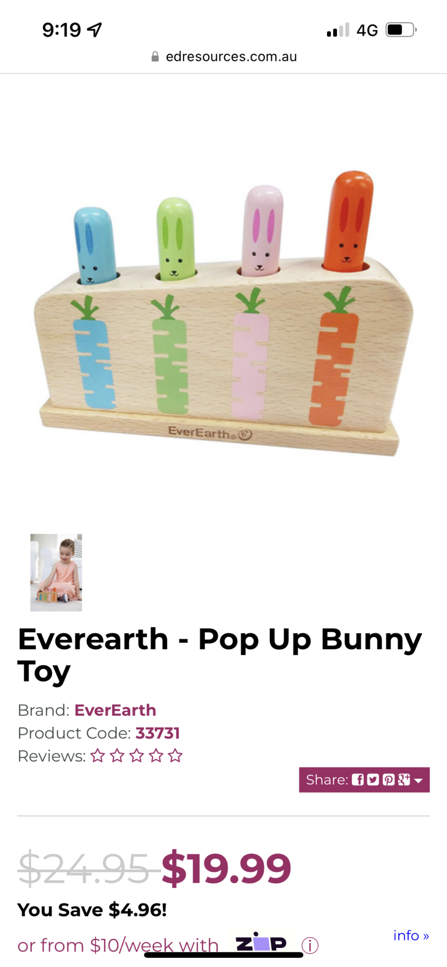 Pop up bunny toy