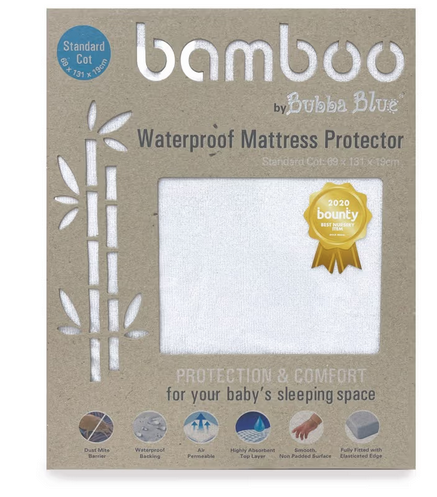 Special Bubba Blue Bamboo Mattress Protector Cot Standard