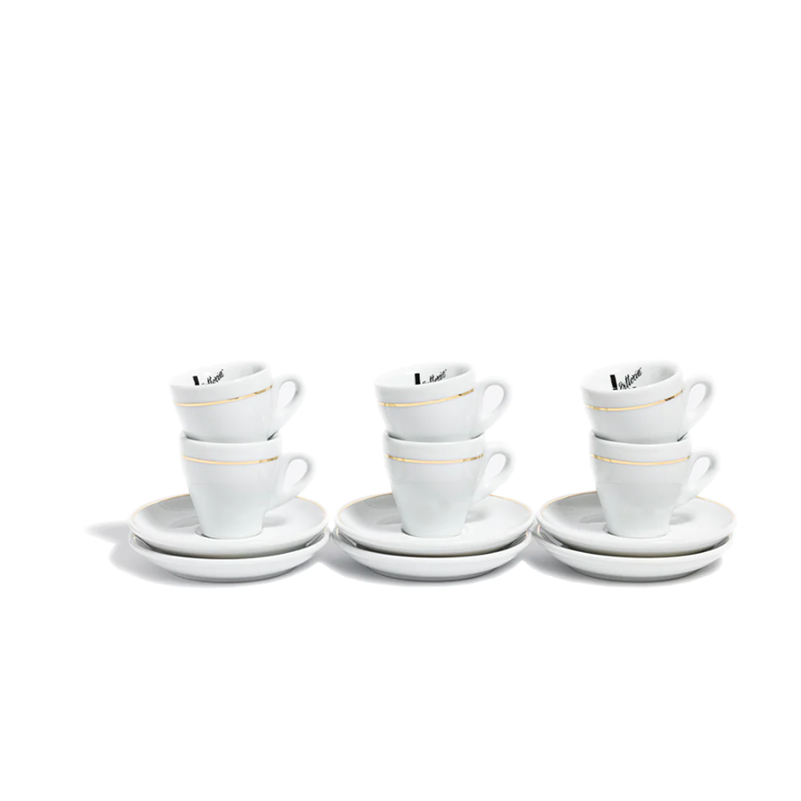 Espresso Cups and Saucer Set of 6 White