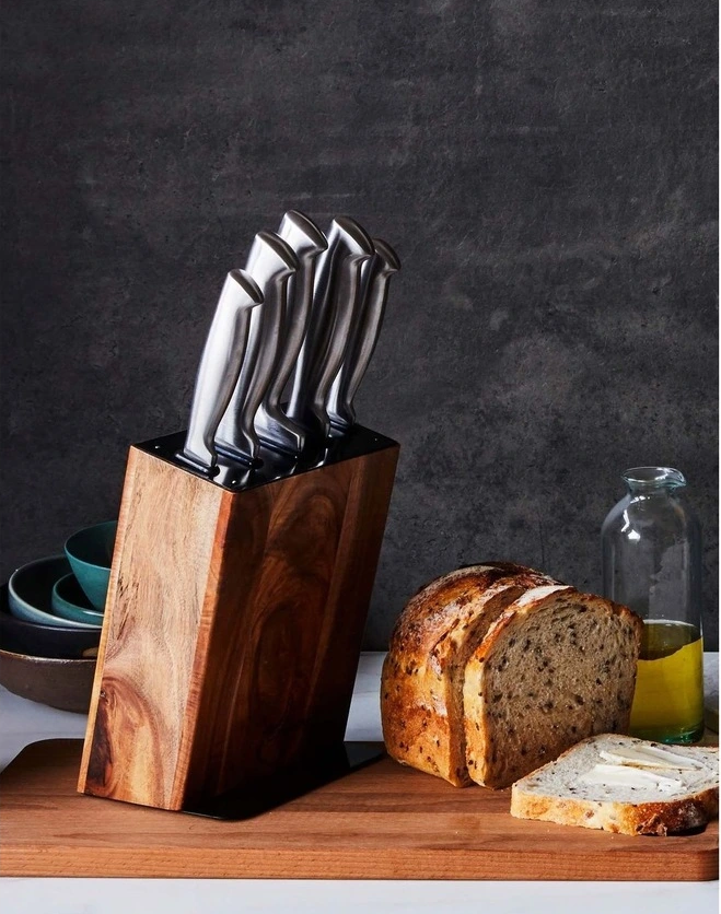 Stanley Rogers Knife Block 6 Piece in Black/Acacia