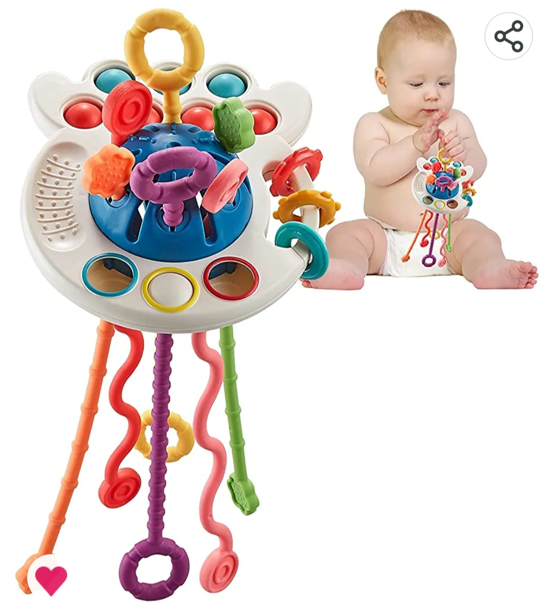 Silicone pull string toy