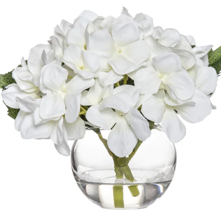 White Hydrangea Sphere Vase 18cm