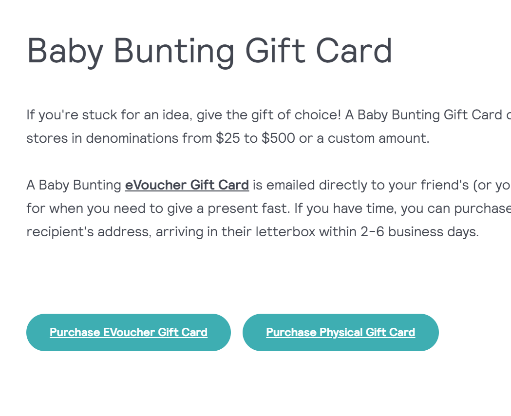 Baby bunting voucher