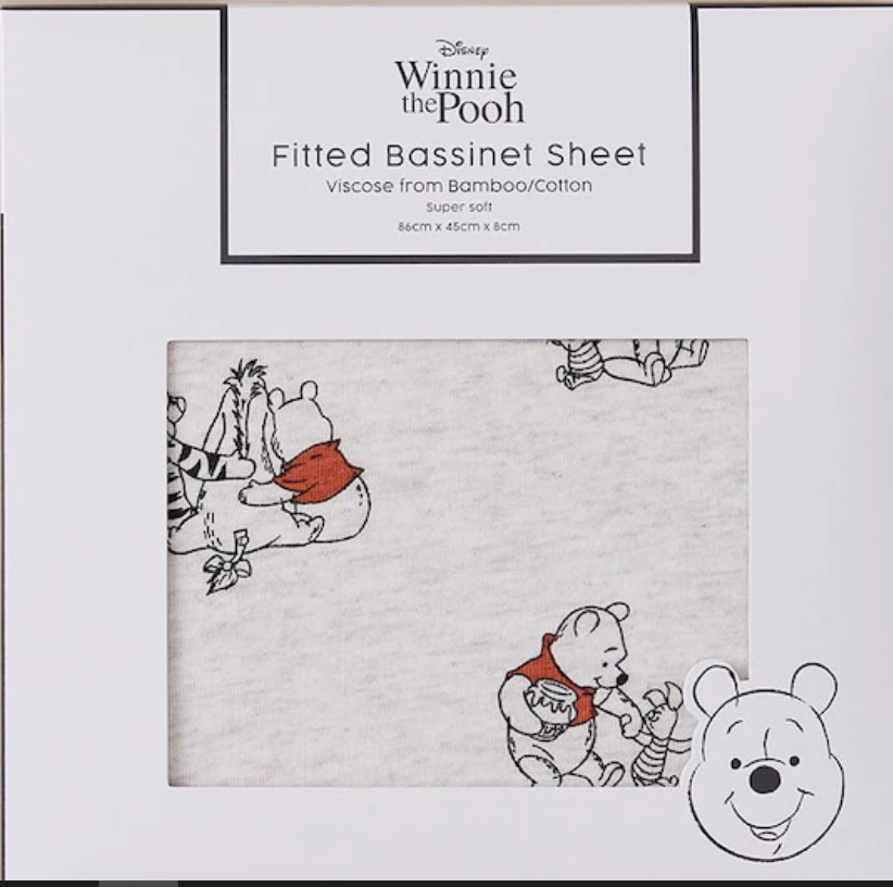 Disney Winnie The Pooh Bamboo Fitted Bassinet Sheet