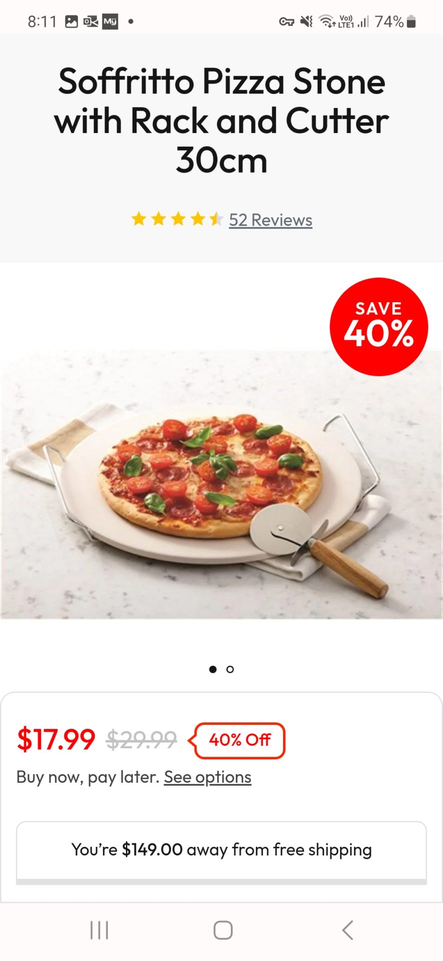 Soffritto pizza stone with rack and cutter