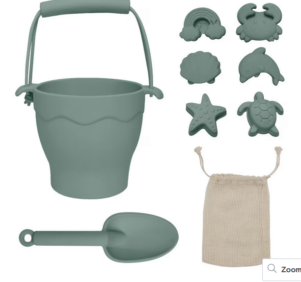 Playground Silicone 8 piece Bucket & Spade Set Sage