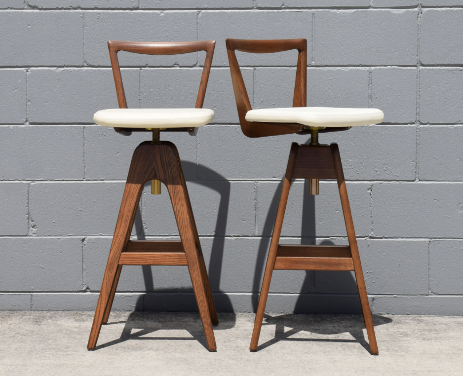 TH Brown Danish swivel bar stools