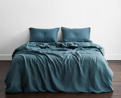 Petrol 100% French Flax Linen Bedding Set