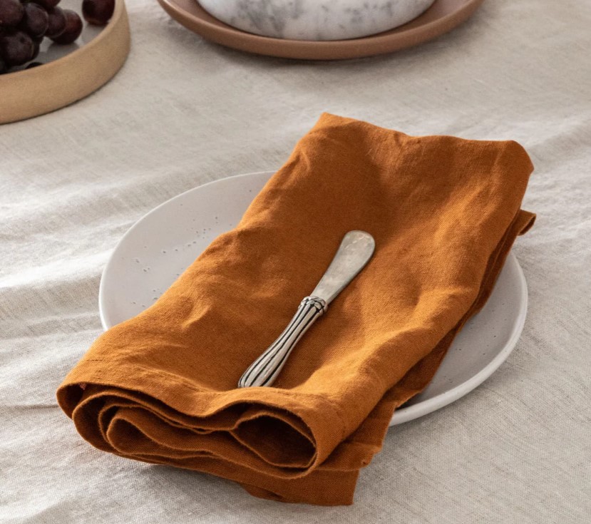 French Flax Linen Napkins (Set Of 4) in Ochre