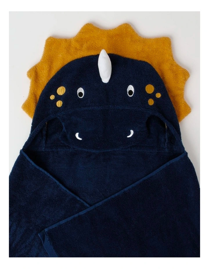 Dino Hooded Towel In Navy