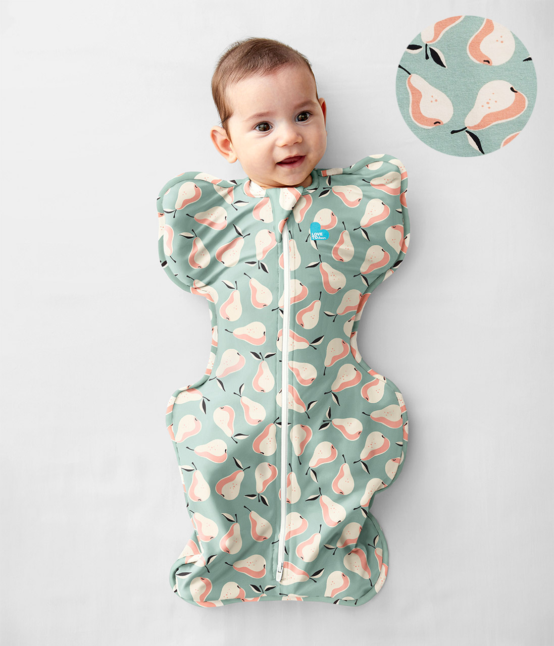 Swaddle Up sleeping bag - Pear Print Olive - NEWBORN SIZE