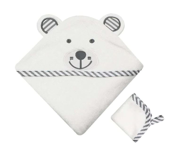 Grey Bear Hooded Baby Bath Towel