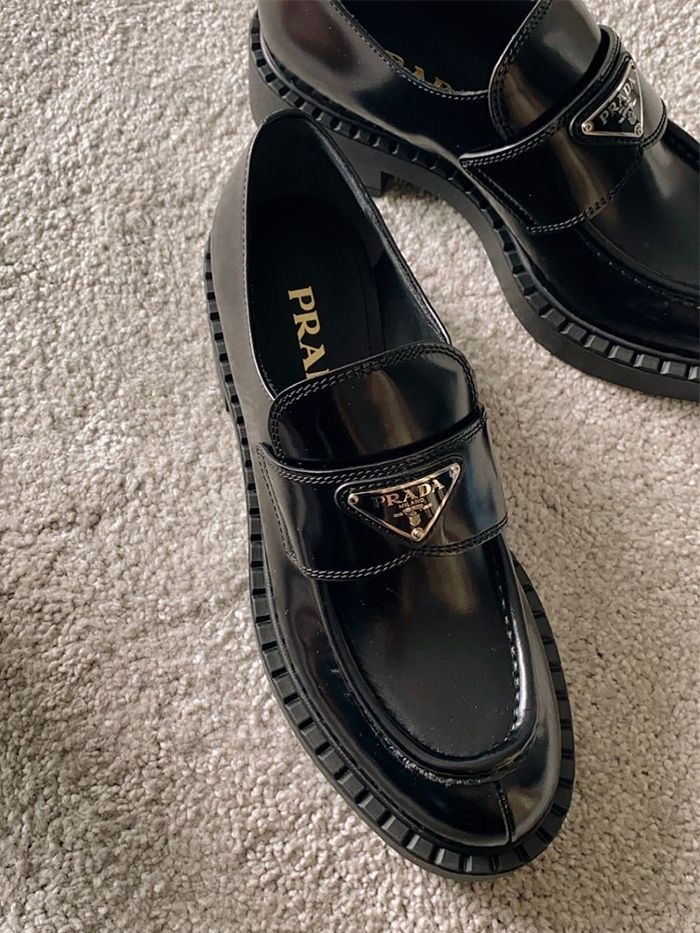 Black chunky loafers