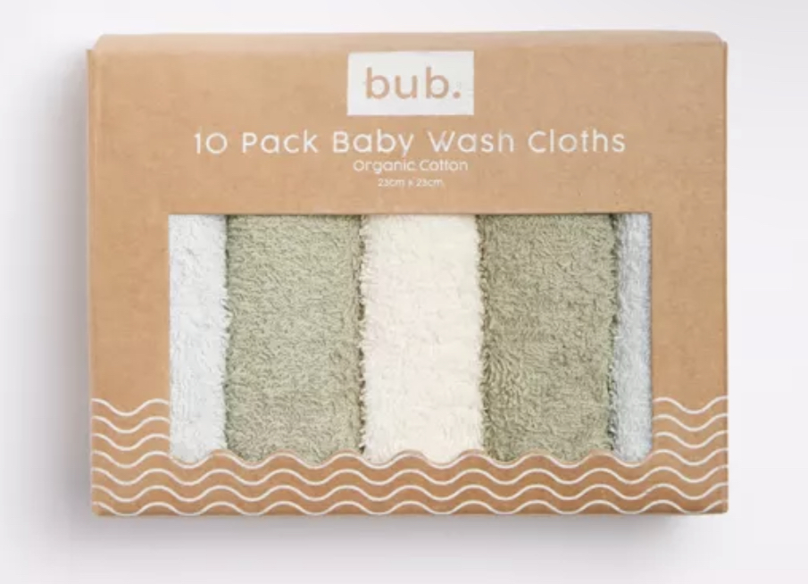 Bub. Face washer pack - Blue/green