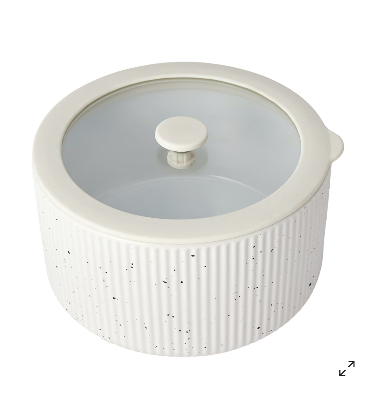 1.5 White Ribbed Porcelain Bowl with Glass Lid