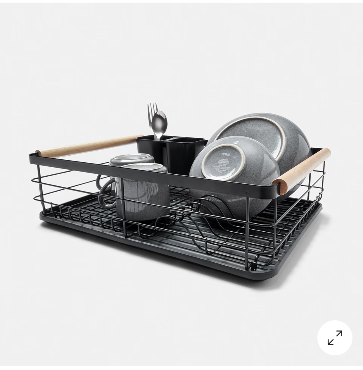 Black Wooden Handle Dish Rack