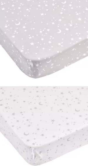 2 Pack Cotton Fitted Cot Sheets - Stars