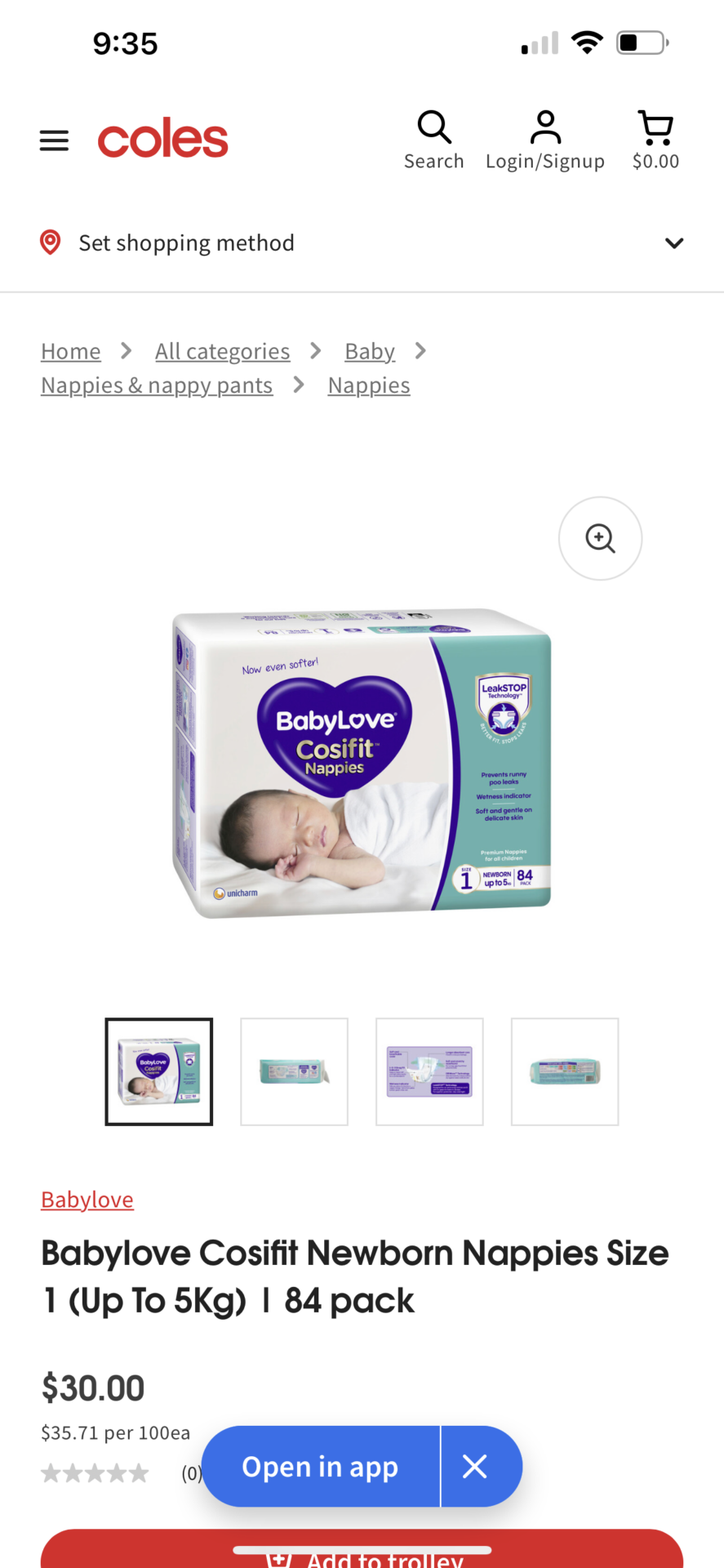 Baby Love nappies (newborn)