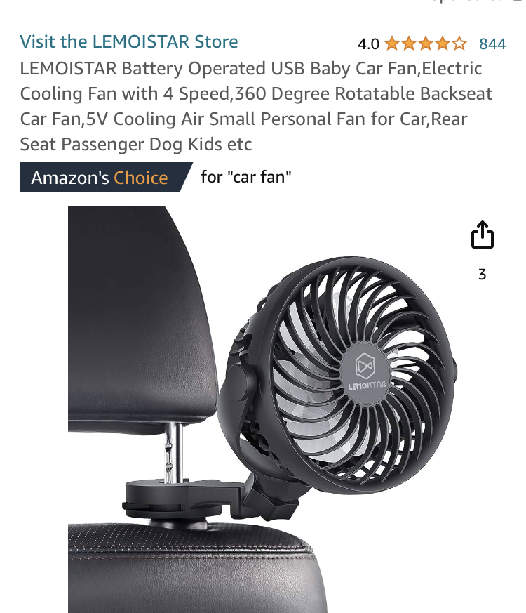 Baby car fan