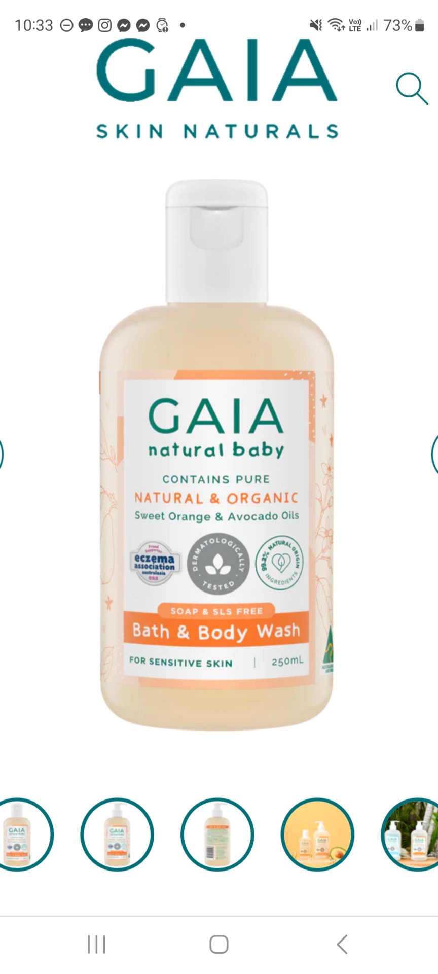 Gaia Natural Baby Bath & Body Wash