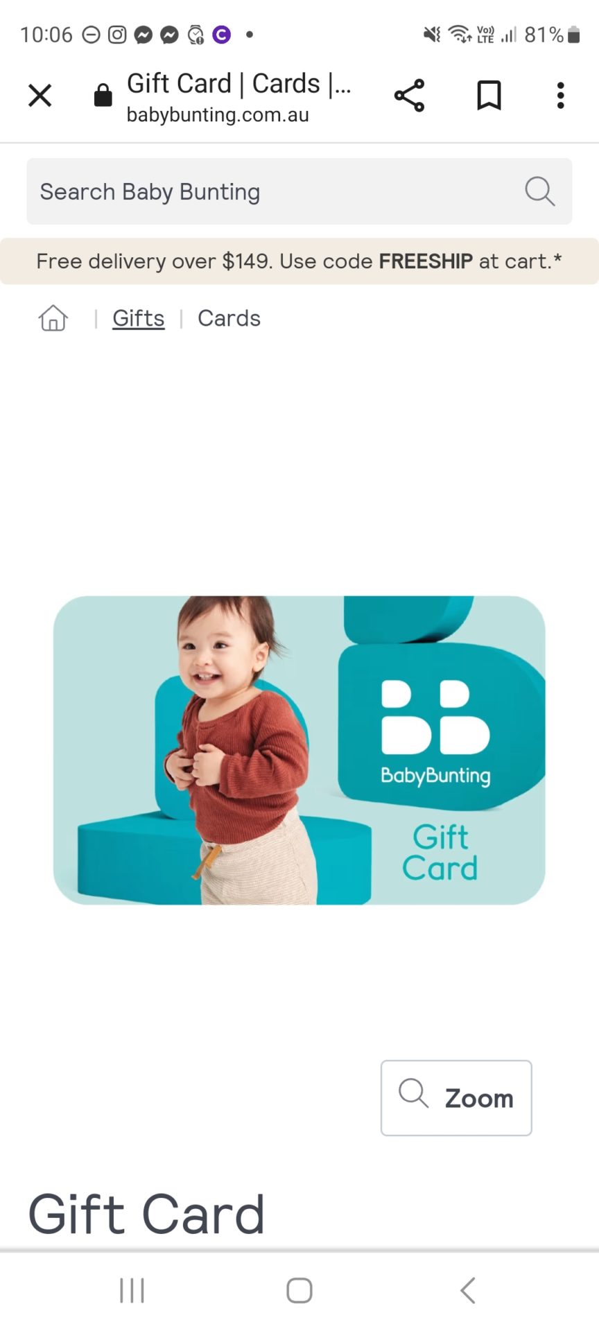 Baby Buntings Voucher for a breast pump