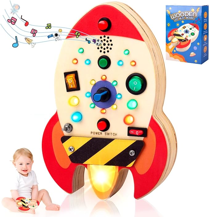 Light up rocket busy board