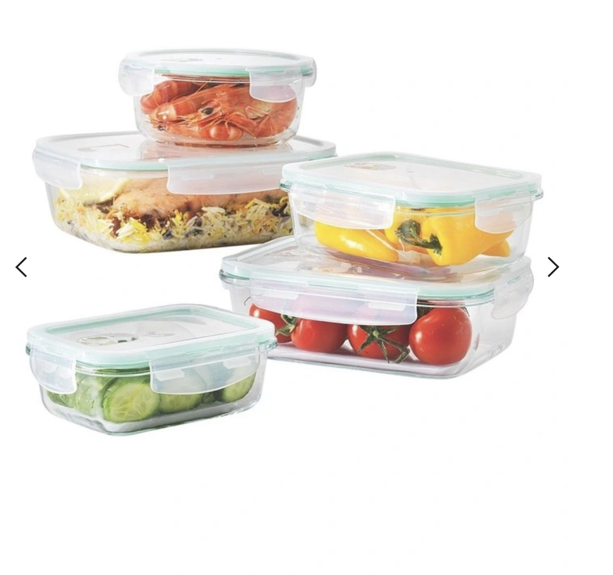 Glass food container 5 piece