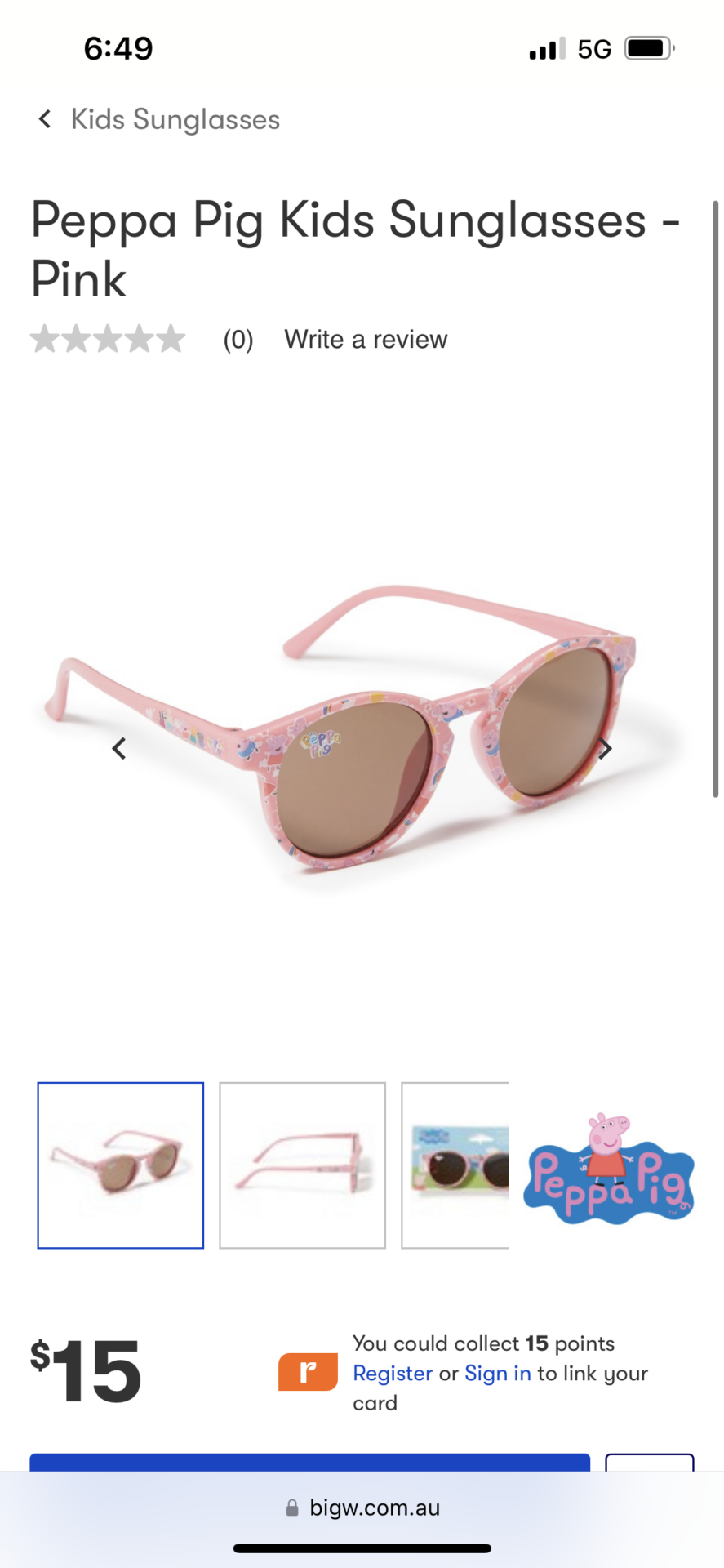 Peppa pig sunglasses