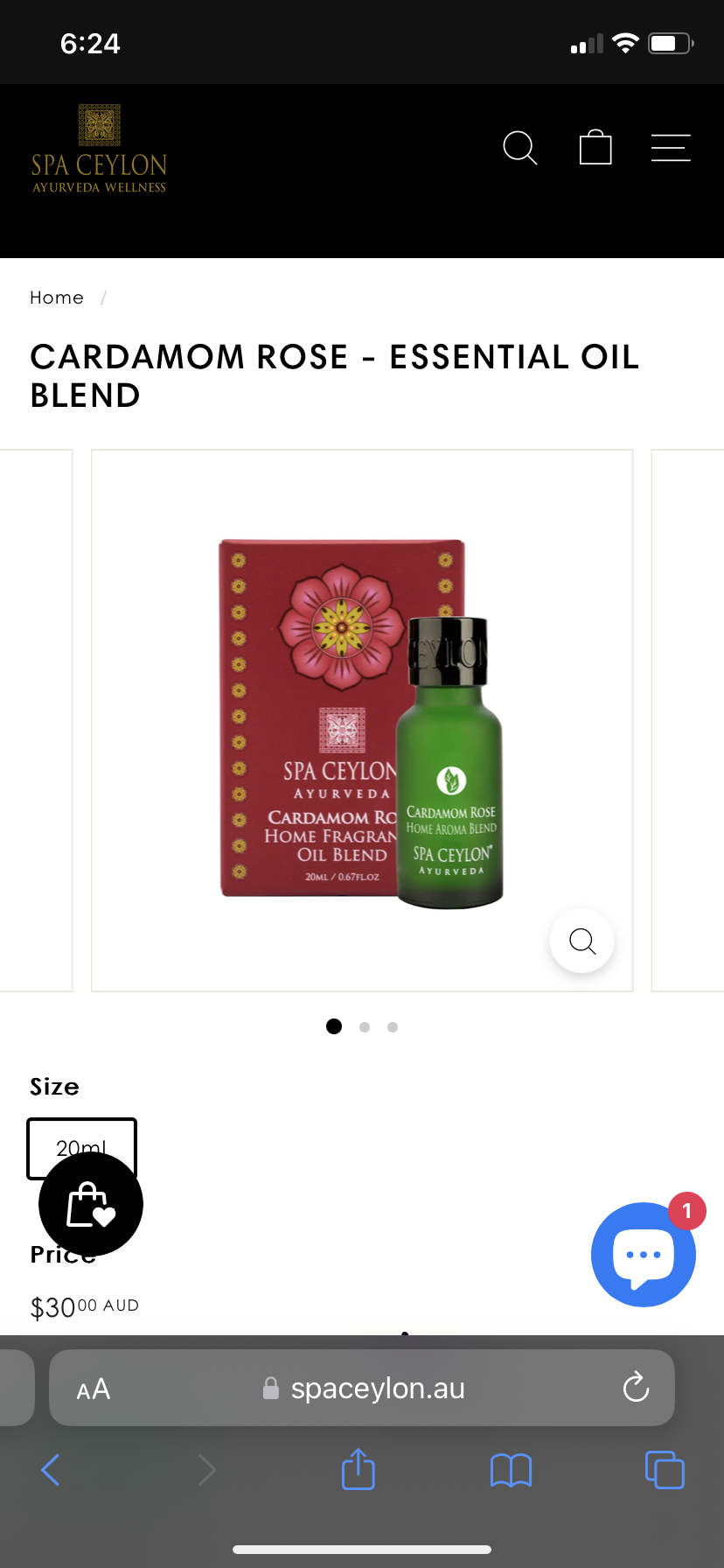 Spa Ceylon Cardamon and rose essential oil