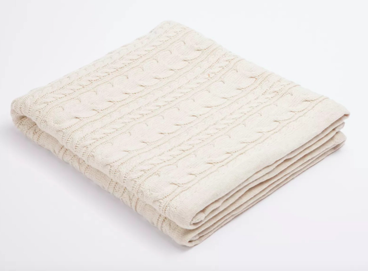 bub. Cable Sherpa Knit Blanket