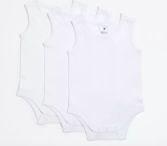 3 Pack Baby Organic Cotton Sleeveless Bodysuits