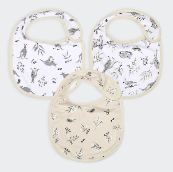 Kmart - 3 Pack Organic Cotton Bibs - Kangaroo