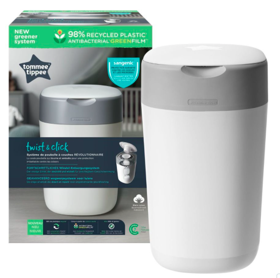 Tommee Tippee Twist & Click Nappy Disposal Unit - Cotton White