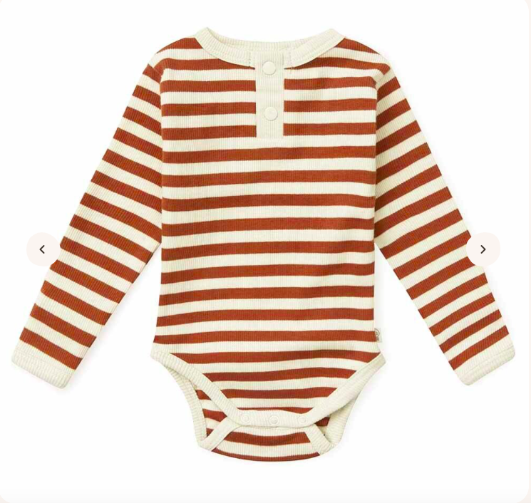 snuggle hunny Biscuit Stripe Long Sleeve Organic Bodysuit