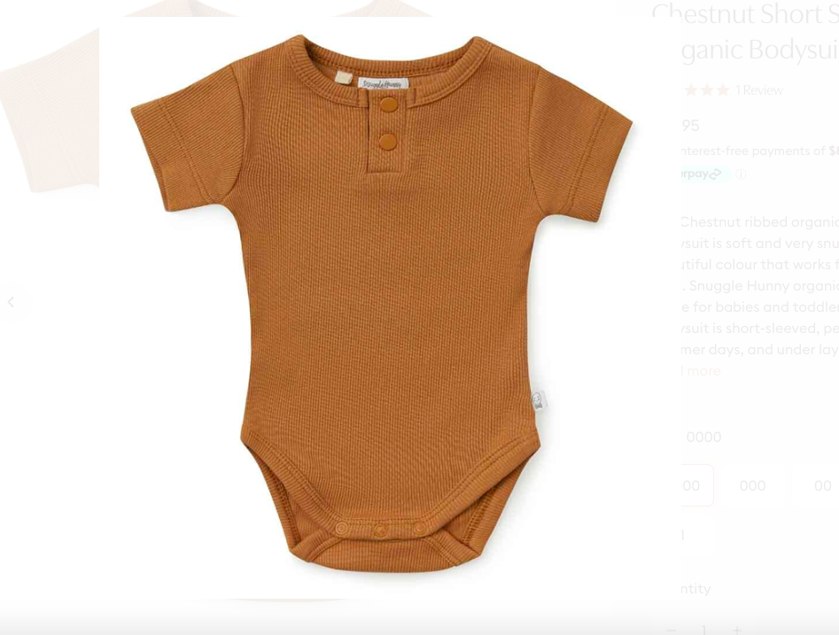 snuggle hunny Chestnut Short Sleeve Organic Bodysuit