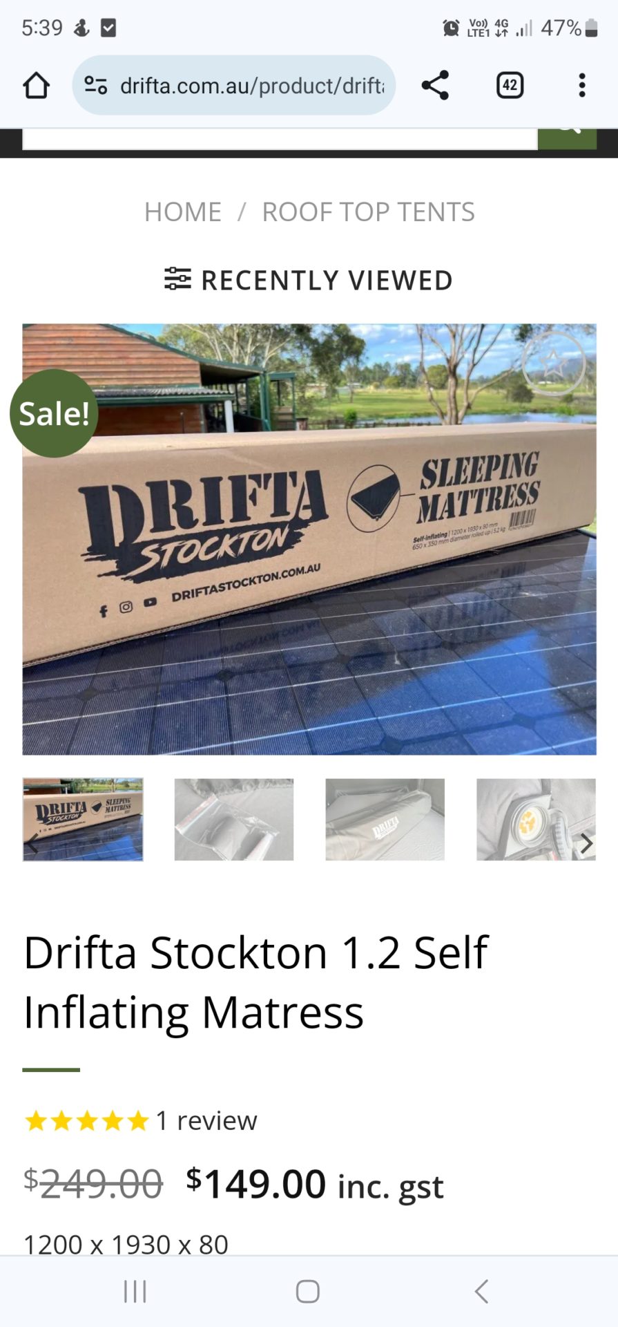 Drifta Stockton 1.2 Self Inflating Matress