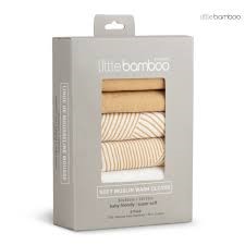 Little Bamboo Muslin Wash Cloth Natural 6 Pack.