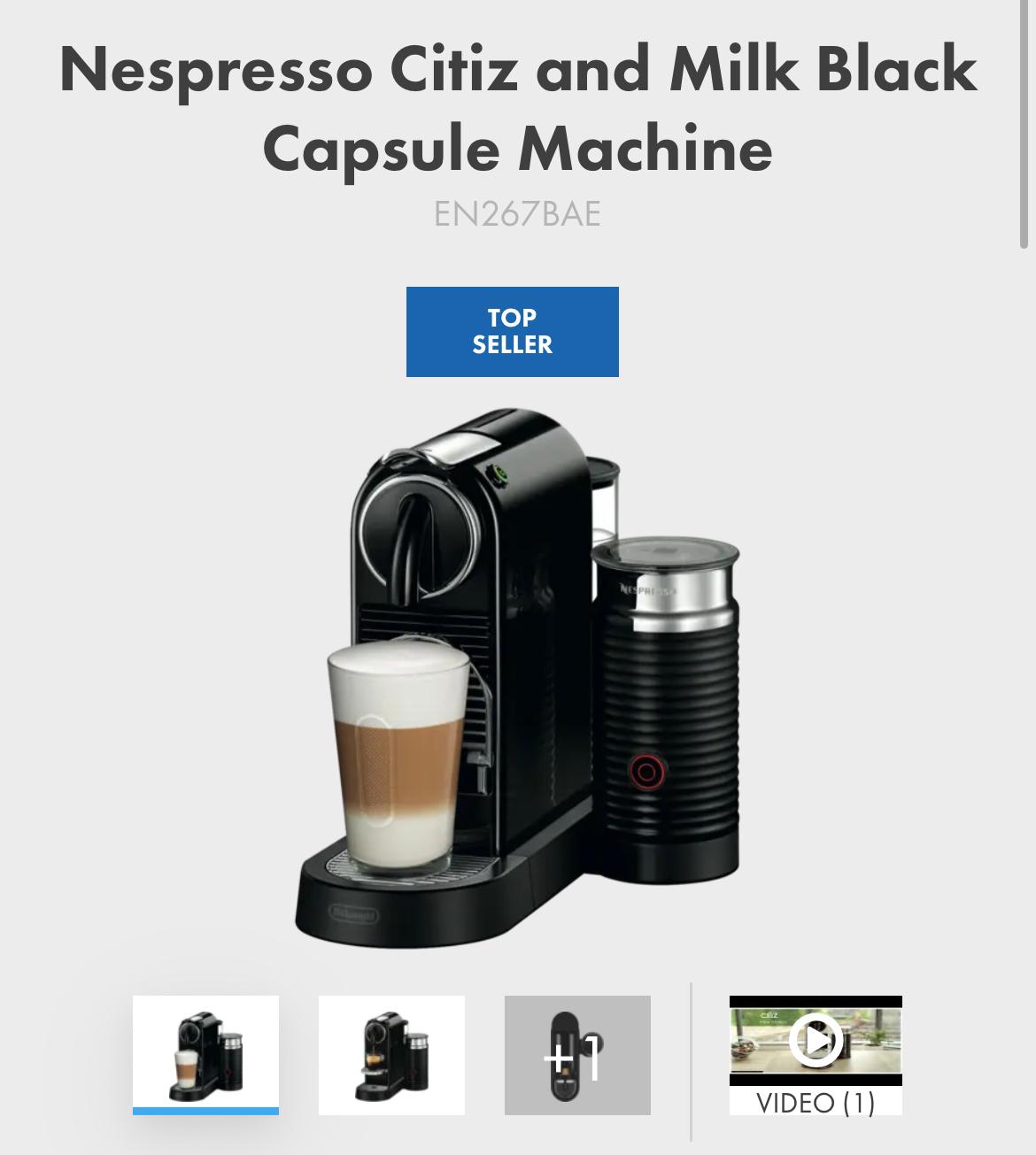 Nespresso Citiz and Milk Black Capsule Machine