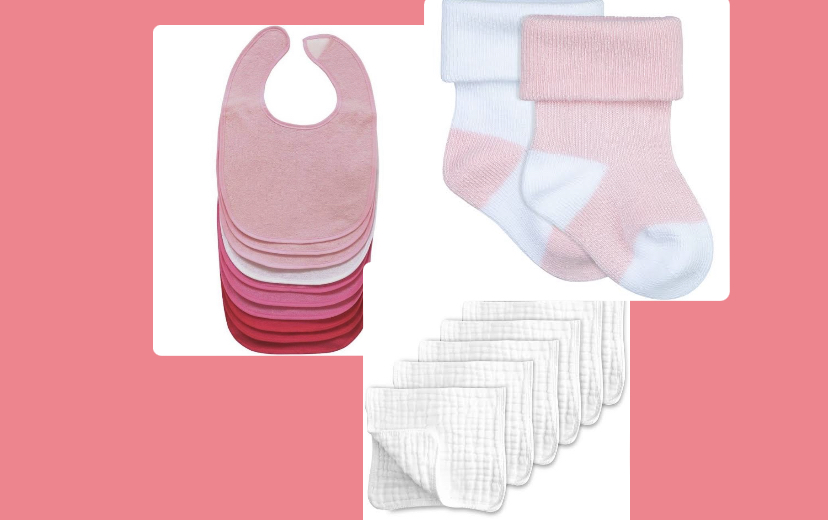 Socks, burp cloths, bibs.