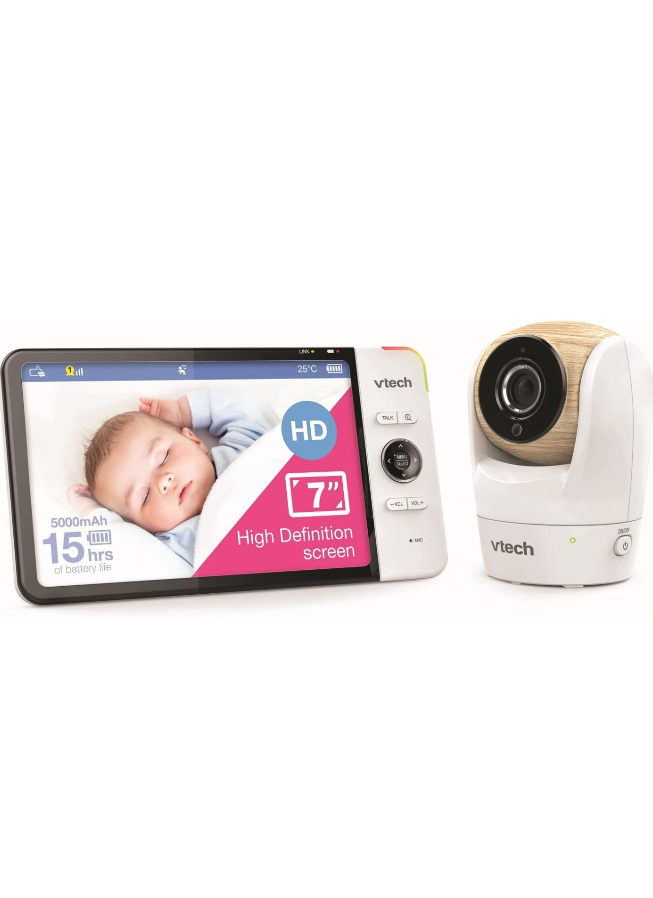 VTech BM7750HD 7" Pan & Tilt Full Colour Video Baby Monitor, White