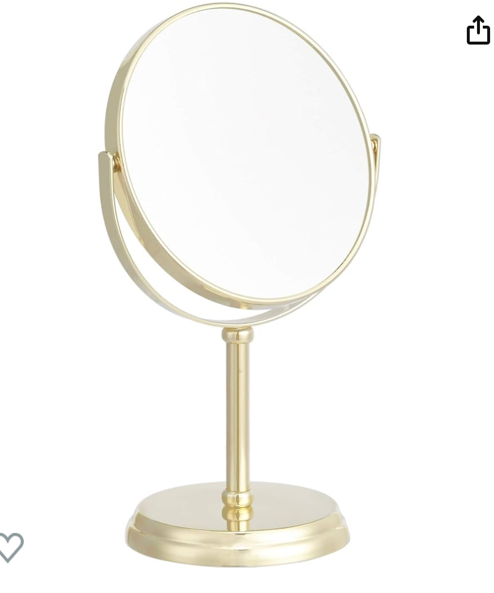 Amazon Basics Vanity Mirror - 1X/5X Magnification, Gold