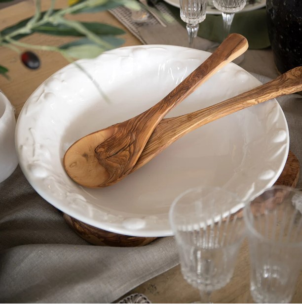 Embossed White Salad Bowl