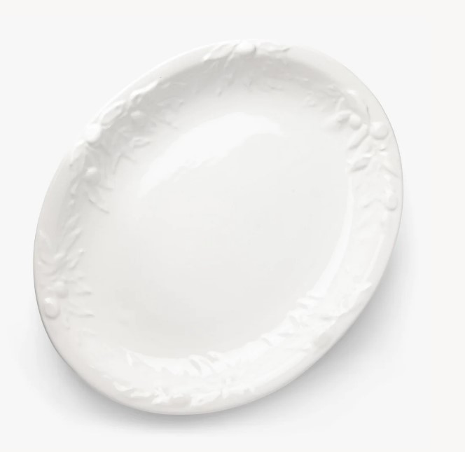 Embossed White Serving Platter