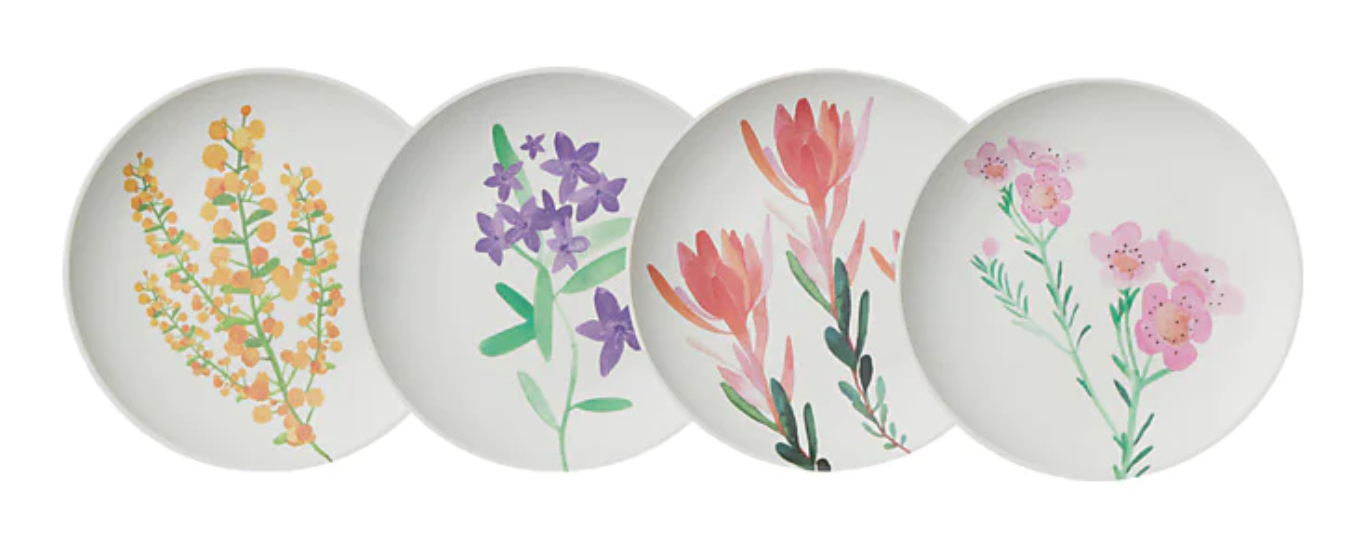 Wildflowers Bamboo Plate Set of 4 Assorted